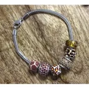 925 Sterling silver and epoxy resin charm bead - Star - Pink x1