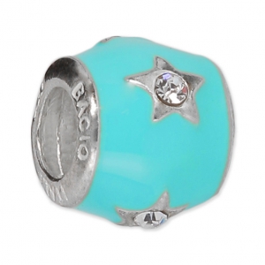 925 Sterling silver and epoxy resin charm bead - Star - Turquoise x1