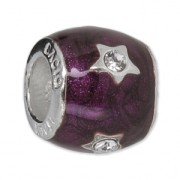 925 Sterling silver and epoxy resin charm bead - Star - Violet x1|raw }}