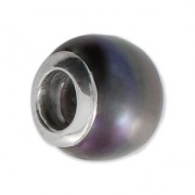925 Sterling silver big hole pearly bead - Pearl - Violet x1