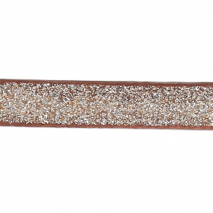 Fancy ribbon imitation leather 5 mm Light Coffee Glitter x1.2m