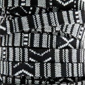 Ethnic lace 10 mm Black/White x30 cm