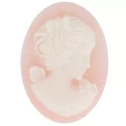 Light Rose - Camée résine 18x13 mm - coté droit - Light Rose x1 Camée résine 18x13 mm - coté droit - Light Rose x1