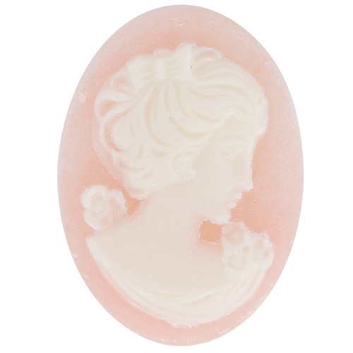 Resin Cameo 18x13 mm - right side - Light Rose x1