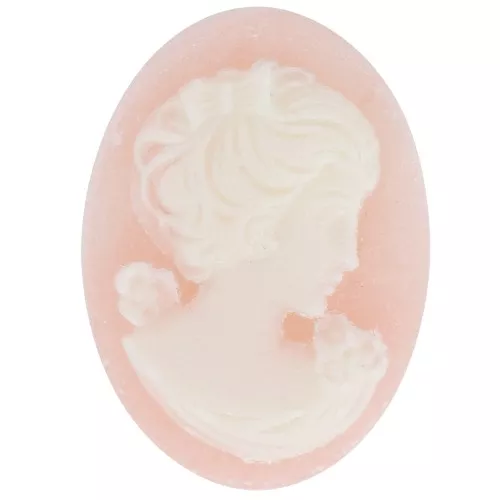 Resin Cameo 18x13 mm - right side - Light Rose x1
