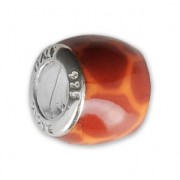 925 Sterling silver and epoxy resin charm bead - Africa - Orange x1|raw }}