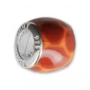 925 Sterling silver and epoxy resin charm bead - Africa - Orange x1