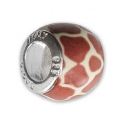 Bead charm big hole epoxy resin 925 Sterling Silver - Africa - Brown - White x1