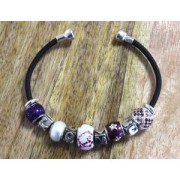 Bead charm big hole epoxy resin 925 Sterling Silver - Africa - Brown - White x1