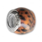 Bead charm big hole epoxy resin 925 Sterling Silver - Africa - Brown - Brown x1