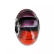 925 Sterling Silver and Murano Beads - Glassbeads - Orange - Pink - Black x1