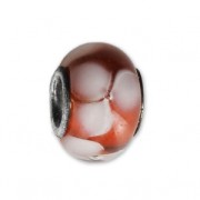 Big hole Murano and 925 Sterling Silver charm bead - Flower - Red x1|raw }}