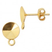 Earstuds with 1 closed loop for PureCrystal cabochons 1122 8 mm Golden 925 Sterling Silver x2|raw }}