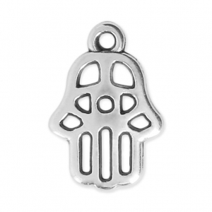 Hamsa hand charm 15x10 mm Antique Silver Plating x1
