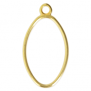 Oval pendant 30x17 mm fine Gold plated x1