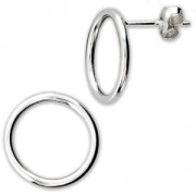 925 Sterling Silver round earstuds 15.5 mm x2