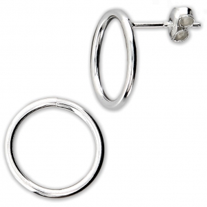 925 Sterling Silver round earstuds 15.5 mm x2
