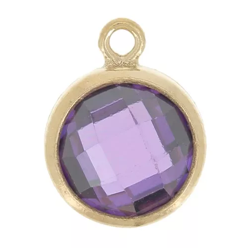 Pendant 8.5x6.5 mm - zirconium oxide - Amethyst Gold-filled x1