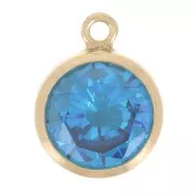 Pendant 8.5x6.5 mm - zirconium oxide - Aqua Blue Gold-filled x1