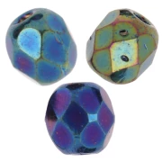 Faceted beads 4 mm Jet Mat Green Iris x50