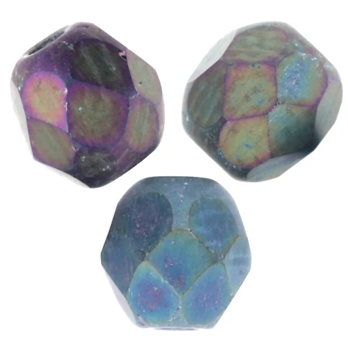 Faceted beads 4 mm Jet Mat Green Iris x50