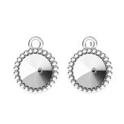 925 Sterling Silver striated pendant for cabochons PureCrystal 1122 8 mm x1