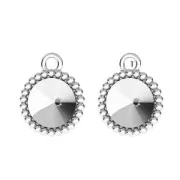 925 Sterling Silver striated pendant for cabochons PureCrystal 1122 8 mm x1