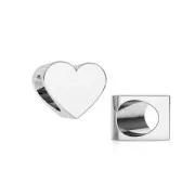 925 Sterling Silver Slip bead / bead for 4 mm cord - Heart x1
