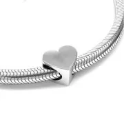 925 Sterling Silver Slip bead / bead for 4 mm cord - Heart x1