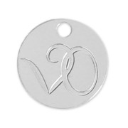 925 Sterling Silver Round charm to personalize 12 mm x100