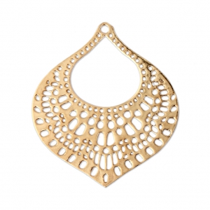 Round drop openworked Pendant 39x34 mm fine Gold plated x1