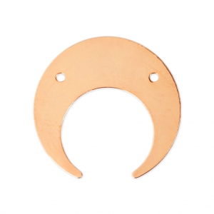 Metal spacer 2 holes half-moon or horn 20 mm Rose Gold tone x1