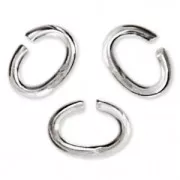 4.4x3.3x0.7mm Oval Open Jump Rings - European-made - fine silver plating x50