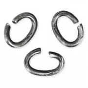 4.4x3.3x0.7mm Oval Open Jump Rings - European-made - Antique Silver Tone x50