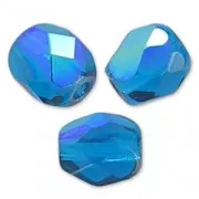 Fire Polished faceted round beads 4mm Capri Blue AB x50