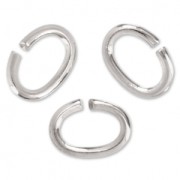 5.6x4x0.8mm Oval Open Jump Rings - European-made - fine silver plating x50|raw }}