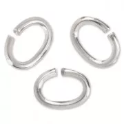 5.6x4x0.8mm Oval Open Jump Rings - European-made - fine silver plating x50