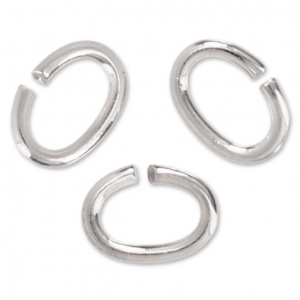 5.6x4x0.8mm Oval Open Jump Rings - European-made - fine silver plating x50