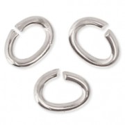 4.4x3.3x0.8mm Oval Open Jump Rings - European-made - fine silver plating x50|raw }}