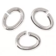 4.4x3.3x0.8mm Oval Open Jump Rings - European-made - fine silver plating x50