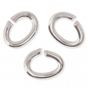 4.4x3.3x0.8mm Oval Open Jump Rings - European-made - fine silver plating x50