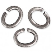 4.4x3.3x0.8mm Oval Open Jump Rings - European-made - Antique Silver Tone x50