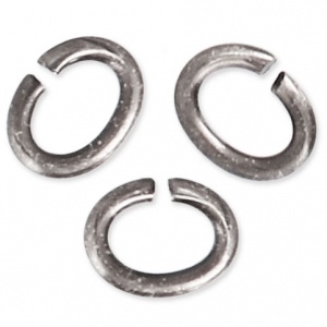 4.4x3.3x0.8mm Oval Open Jump Rings - European-made - Antique Silver Tone x50