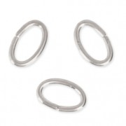 4x2.7x0.5mm Oval Open Jump Rings - European-made - fine silver plating x50