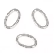4x2.7x0.5mm Oval Open Jump Rings - European-made - fine silver plating x50