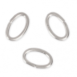 4x2.7x0.5mm Oval Open Jump Rings - European-made - fine silver plating x50