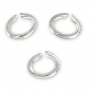 3.6x2.8x0.6mm Open Jump Rings - European-made - fine silver plating x50