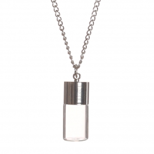Silver Tone necklace with glass pendant to fill 25x10 mm - Bottle x1