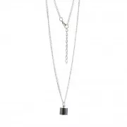 Silver Tone necklace with glass pendant to fill 25x10 mm - Bottle x1