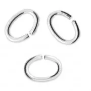 9.5x6.4x1.2mm Open Jump Rings - European-made - Fine silver plating x25